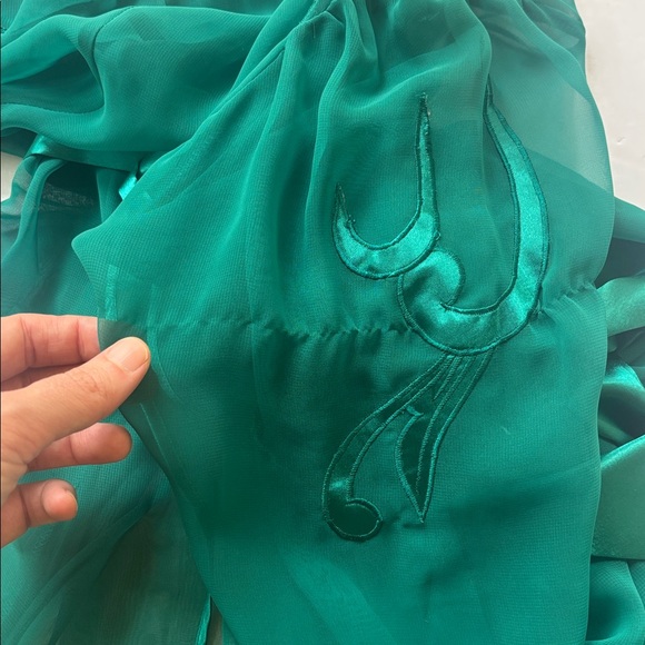 Vintage 90s Victoria’s Secret Gold Label Satin Robe Chemise Slip Set Large Green - Picture 14 of 17